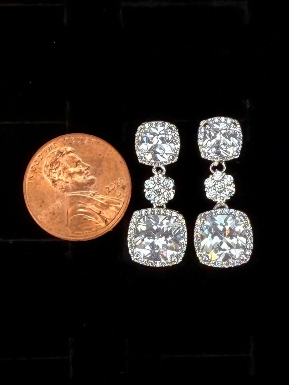 Gorgeous, silvertone, bling bling bling, dressy, pierced costume earrings
